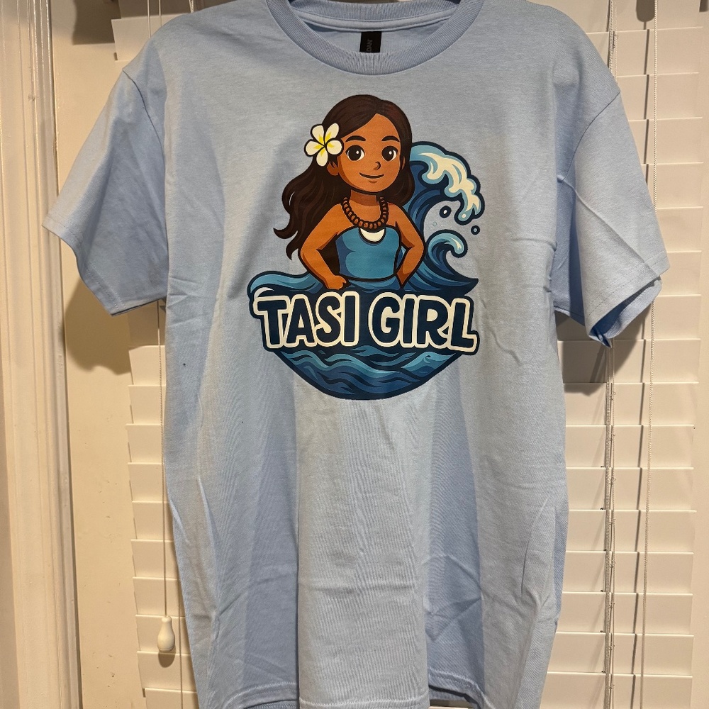 Guam Chamorro Tasi Girl Shirt | Island Pride Tee | Size M | Light Blue